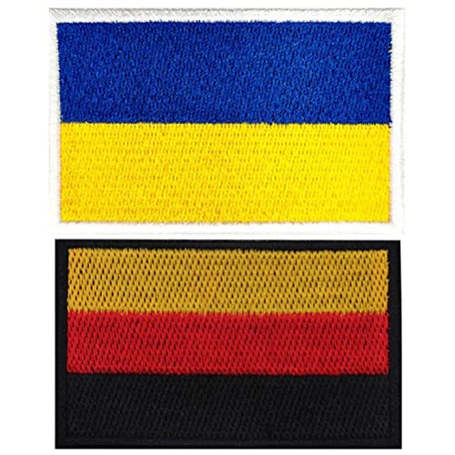 Bemvp Deutschland Ukraine Flagge Patches 2pcs Iron on Applizes Deutsches Ukrainisches Nationalstickte Abzeichen Sewusenverschluss Für Hat Bag-Rucksack von Bemvp