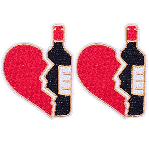 Bemvp Herz Wein Flasche Muster Patch Eisen Auf Gesticktem Patch Exquisite Nähen Auf Abzeichen Applique Für Jacken Rucksäcke Kleidung von Bemvp