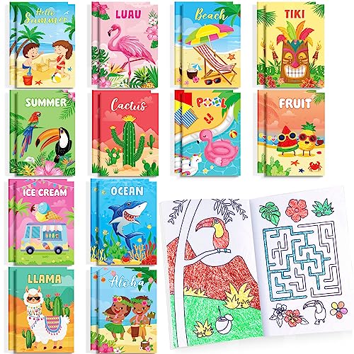 24 Stück Sommer Mini Malbücher Geburtstag Party Gefälligkeiten Zeichenbuch Bulk für Kinder Ozean Strand Flamingo Wassermelone Obst Pool Party Goodie Bag Geschenk Stuffer Schule Klassenzimmer von Ben Louis