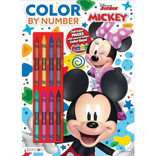 Bendon Disney Mickey Mouse 32 Page Color By Number with 8 Crayons, 59614 von Bendon