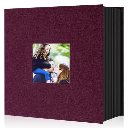 Benjia Fotoalbum, 15,2 x 10,2 cm, 1000 Taschen, Leinen, extra großes Fassungsvermögen, 1000 Taschen, Fotoalben für Quer- und Hochformat, 10 x 15 cm, Burgunderrot von Benjia