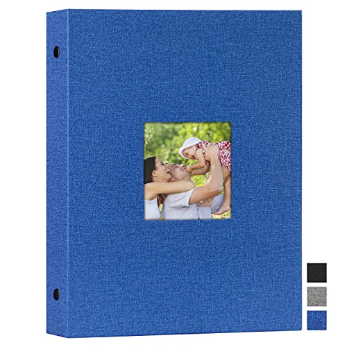 Benjia Portrati Fotoalbum, A4, 50 Taschen, Leinen, zum Einstecken von oben, für 50 vertikale A4-Bilder, Blau von Benjia