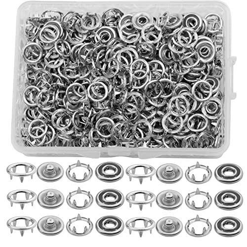 Benlay 100 Sets Druckknopf-Sets, 9,5 mm Metall-Silber-Druckknöpfe zum Nähen und Basteln, Druckknopf-Druckknopf-Set mit offenen Zinken für Jeans, Stoff, Kleidung, Bastelarbeiten von Benlay