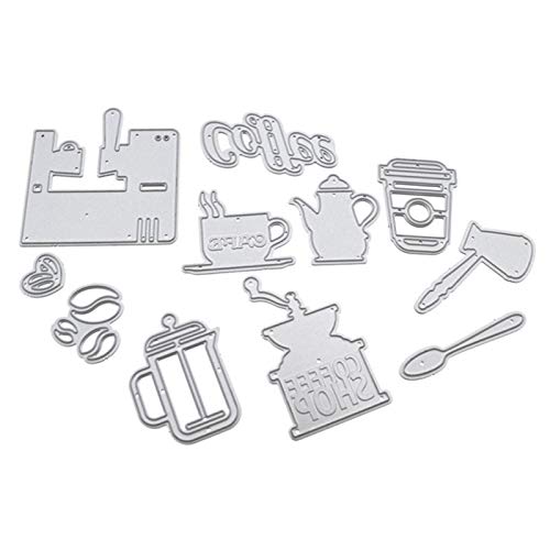 Scrapbooking Stanzformen DIY Form 11 Stück/Set Kaffeetasse Löffel Stanzformen für DIY Scrapbooking Kartenherstellung Handwerk – Silber von Benoon