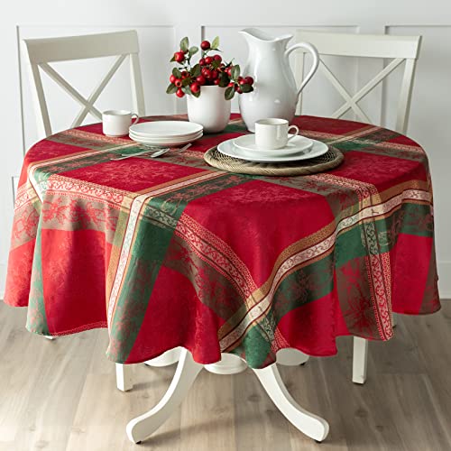 Benson Mills Holiday Legacy garngefärbte Jacquard-Tischdecke, Urlaub, Winter und Weihnachten Tischdecke (mehrfarbig, 177,8 cm rund) von Benson Mills