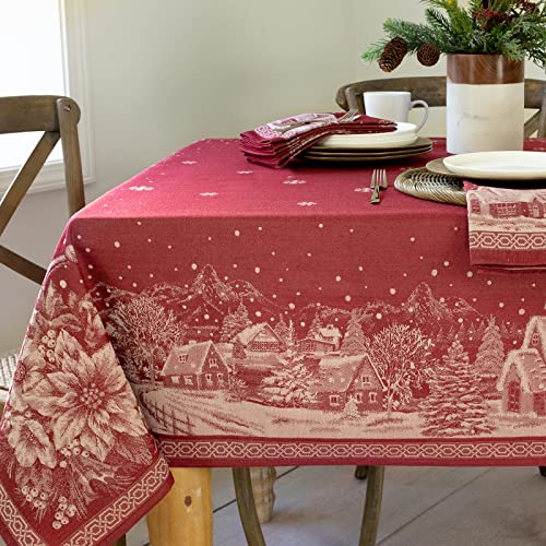 Benson Mills Weihnachtsgeschichte Tischdecke aus Jacquard-Stoff, Polyester, 104" x 60" (Rectangular) von Benson Mills