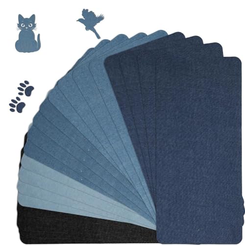 Benssey 20 Stück Flicken zum Aufbügeln für Jeans, 11 X 5,12 Flicken zum Aufbügeln Aus Reinem Baumwollstoff, 5 Farben, Jeans-Reparaturflicken von Benssey