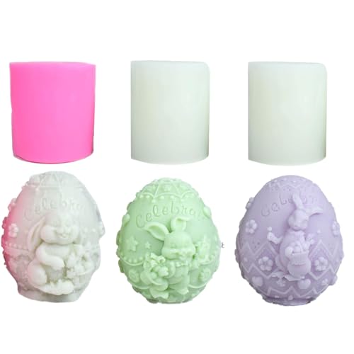 3 Stück Ostern Kaninchen Silikonformen Gießformen Silikonform Osterhase Silikonform Zum Gießen Ostern Hase 3d Hasen Kerzengießform Silikon Kerzen von Benyong