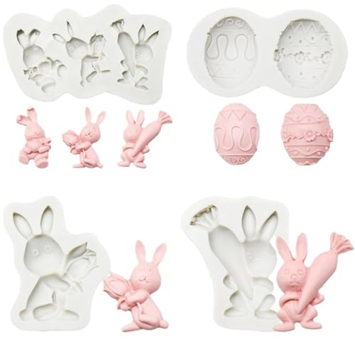 4 Stück Silikonform Zum Gießen Ostern Hase Ostern Kaninchen Silikonformen Gießformen Silikonform Osterhase 3d Hasen Kerzengießform Silikon Kerzen von Benyong