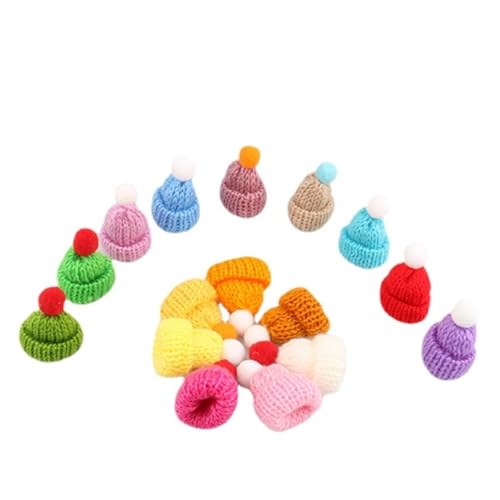 Benyong 150 Stück Mini Mützen Für Sorgenwürmchen Mini Mützchen Basteln Strickmützen Zum Weihnachtsmützen Puppen Hut Zum Kleine Weihnachten Basteldekoration Gestrickt Ornamente (2) von Benyong