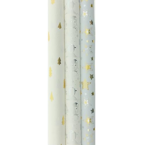 Weihnachtsmix Geschenkpapier – Weihnachtspapier für Weihnachten K437 – 300 x 70 cm – 3 Rollen von Benza