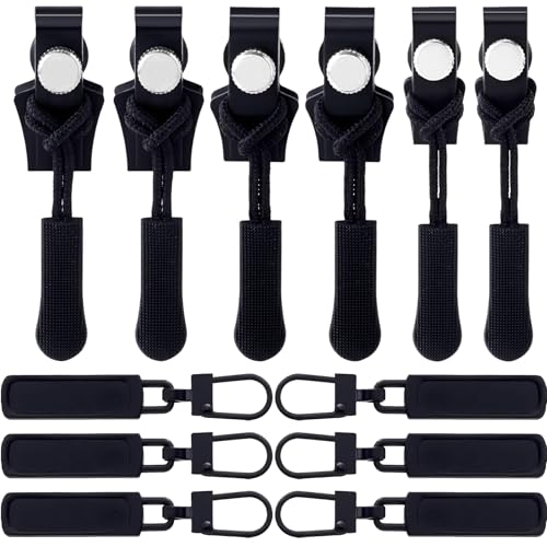 Beojonvy 6 Stück Reissverschluss Reparatur Set, 6 Stück Metall Zipper Pull, Ersatzteile Reißverschluss Zipper, Reisverschluss Fix Kit für Jacken, Koffer, Ruckäcke (6 Reißverschlüsse + 6 Zugbänder) von Beojonvy