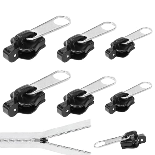 Reißverschluss Schieber Ersatz, Beojonvy Reißverschluss Reparatur Set, Reisverschluss-Fix-Kit, Reparatur Ersatz Set, Reißverschluss Zipper Pull für Jacken, Rucksäcke, Koffer (6PCS-Silber) von Beojonvy