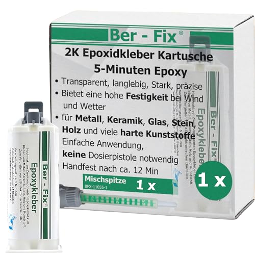 Ber-Fix 5 Min Epoxidharz Kleber EXPRESS 50g Kartusche 2k Kleber echter Epoxy Kleber 2 Komponenten Kleber Kunststoff Metall Glas Stein Beton Holz von Ber-Fix