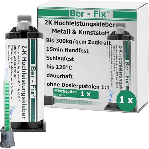 Ber-Fix 2K Hochleistungskleber EXPRESS 3 Min 2K Kleber Kunststoff 2K Metallkleber Extra Stark 50g für Kartuschenpresse von Ber-Fix