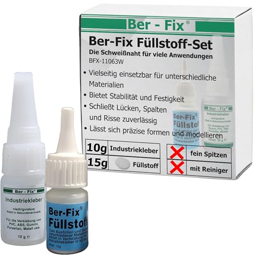 Ber-Fix Füllstoff Set S Schweißnaht Kleber aus Berlin aus 10g Industriekleber und 15g Granulat 2k Kleber extra stark Metall Kunststoff PVC ABS PLA von Ber-Fix