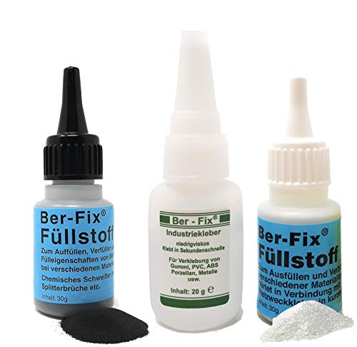 Ber-Fix Füllstoff Set M Schweißnaht Kleber aus Berlin aus 20g Industriekleber und Granulat 30g schwarz & 30g weiß 2k Kleber extra stark Metall Kunststoff PVC ABS PLA von Ber-Fix