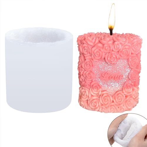 3D Rose Silikon Kerze Form DIY Silikonform Rose Liebe Kerzen Gießform für Kerzenherstellung Handgefertigte Seife Handwerk Ornamente Duftkerzen Backform Weiß von Berdakon