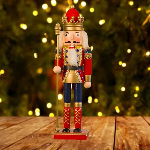 Nussknacker Soldat 30 cm, Holz Traditionelle Weihnachtsnussknacker Figuren, Klassisch Nussknacker König Deko Figur, Weihnachten Nussknacker Holzfigur Soldat für Weihnachtsfest Heimdekoratio (Rot) von Berelin