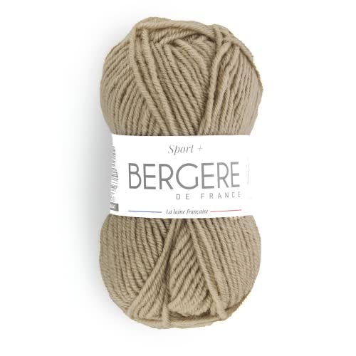 BERGÈRE DE FRANCE - SPORT+ Wolle zum stricken und häkeln (50 g) 5mm - Garn 50% gekämmte Wolle - großes rundes Garn, das keine Pillen enthält - Beige (DUNE) von Bergere de France