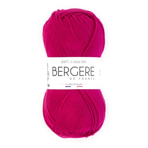 Bergère de France - 100% COTON BIO, Wolle zum stricken und häkeln (50 g) 100% Bio-Baumwolle - 3 mm - Rundgarn für den Sommer - Rosa (Azalée) von Bergere de France