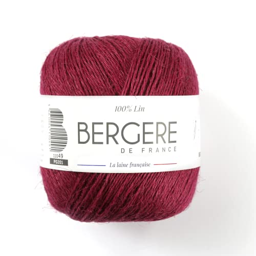 Bergère de France - 100% LIN, Wolle zum stricken und häkeln (40 g) - 100% französisches Leinen - 3 mm - Natürliches Garn für den Sommer mit mattem Look - Rot (VIGNE) von Bergere de France