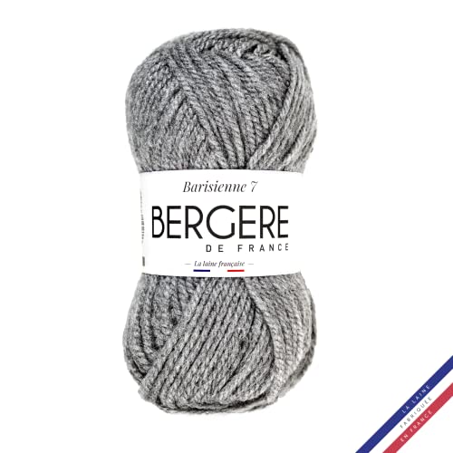 Bergère de France - BARISIENNE 7, Wolle zum stricken und häkeln (50g) - 100% Acryl - 6,5 mm - Weicher dicker runder Faden- Grau (MENHIR) von Bergere de France