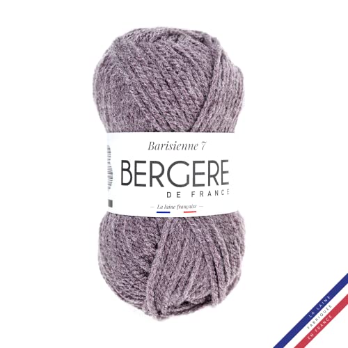 Bergère de France - BARISIENNE 7, Wolle zum stricken und häkeln (50g) - 100% Acryl - 6,5 mm - Weicher dicker runder Faden- Violett (LILAS BLANC) von Bergere de France