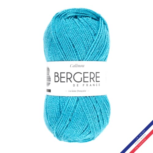 Bergère de France - CALINOU - Wolle zum stricken und häkeln (50g) - 25% Merinowolle - 5 mm - Ideal für die Babyausstattung - Blau (BLEU VERT) von Bergere de France