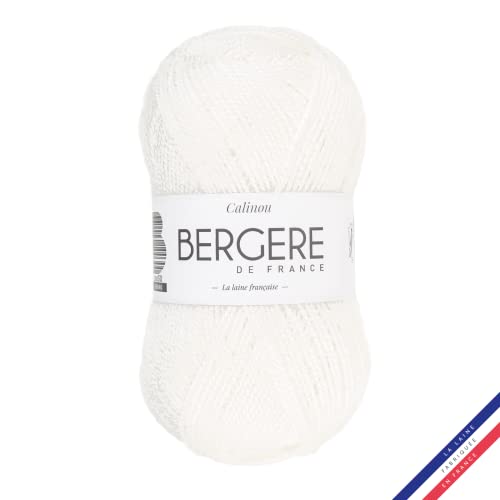 Bergère de France - CALINOU - Wolle zum stricken und häkeln (50g) - 25% Merinowolle - 5 mm - Ideal für die Babyausstattung - Weiß (LAIT) von Bergere de France