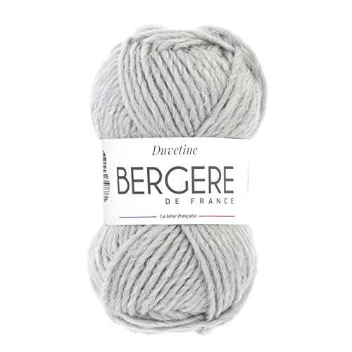 Bergère de France - DUVETINE - Wolle zum stricken und häkeln (50g) - 73% Acryl - 6,5 mm - Grobes, leicht meliertes Schurwollgarn - Grau (GRIS CLAIR) von Bergere de France