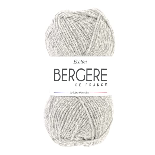 Bergère de France - ECOTON - Wolle zum stricken und häkeln (50g) - 100% recycelte Fasern - 3,5 mm - Ein umweltfreundliches und nachhaltiges Garn - Grau (OZONE) von Bergere de France