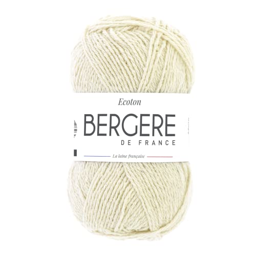 Bergère de France - ECOTON - Wolle zum stricken und häkeln (50g) - 100% recycelte Fasern - 3,5 mm - Ein umweltfreundliches und nachhaltiges Garn - Weiß (ECRU) von Bergere de France