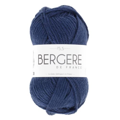 Bergère de France - IMAGE, Wolle zum stricken und häkeln (50g) 50% Merinowolle - 5,5 mm - dickes und weiches Garn, ideal zum Verdrehen - Blau (NUIT) von Bergere de France