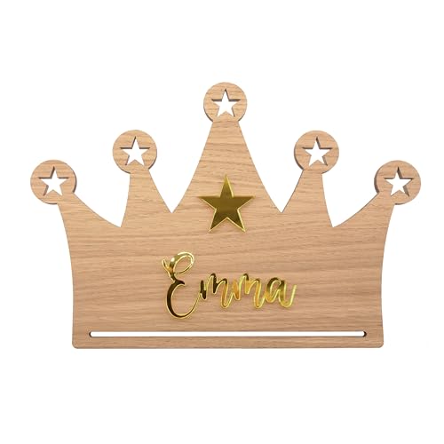 Namensschild Kinderzimmer | personalisierte Krone aus Holz in verschiedenen Schriftfarben | Kinderzimmer Dekoration | Türschild | Geschenk | 26,5 x 18 cm Pohmer Design von Bergliebe