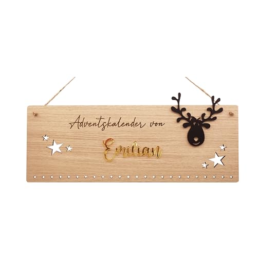 Personalisierter Adventskalender mit Namen | verschiedene Schriftfarben möglich | Holz | Weihnachten | Advent | 40 x 17 cm |Pohmer Design (Schwarz) von Bergliebe