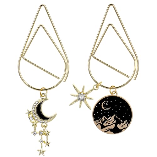 Berirexrion Charm Acotar Moon Lesezeichen – 2 Stück, Fantasy-Goldstern, Büroklammern, Lesezeichen, Lesegeschenke, Roman-Fans, Leser, inspirierende Metall-Lesezeichen, für Damen und Herren, von Berirexrion