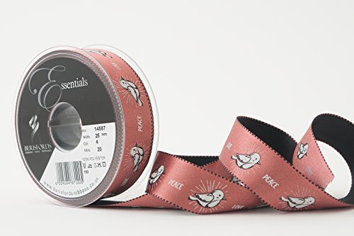 Berisfords 01458700250004HF PEACE CHICK Geschenkband, dusky pink, 25 mm von Berisfords