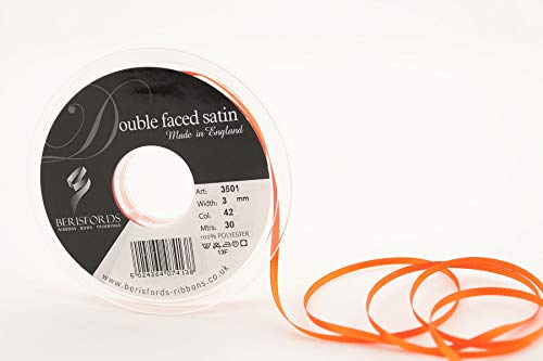 Berisfords 3501 Doppelseitiges Satinband, Satin, Orange Delight, 0,3 cm, 30 von Berisfords