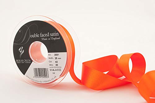 Berisfords 3501 Doppelseitiges Satinband, Polyester, Orange Delight, 25 mm, 20 von Berisfords