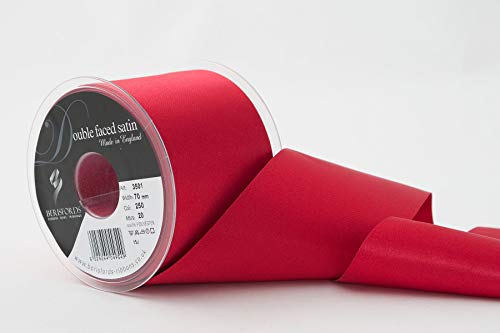 Berisfords 3501 Doppelseitiges Satinband, rot, 70 mm breit, 20 m lang, Polyester von Berisfords