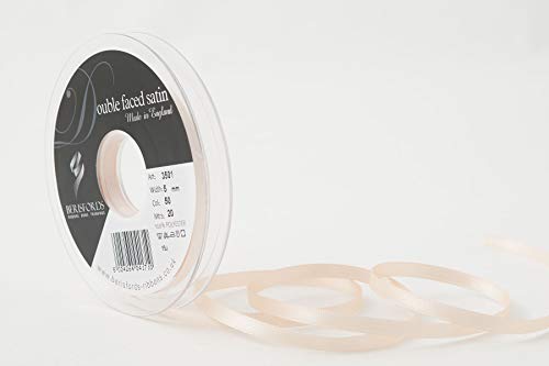 Berisfords 3501 Satinband, doppelseitig, 5 mm, 50 x 10 x 10 cm, 1 x Doppelseitiges Band, Polyester, Satin Creme von Berisfords