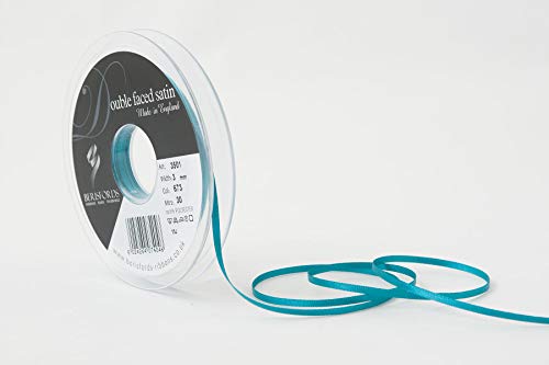 Berisfords 3501 Satinband 3 mm Malibu Blau 673 10,5 x 10,5 x 1,3 cm Double Face Poly Satinband, Malibu Blau von Berisfords