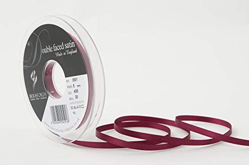 Berisfords 3501 Satinband 5 mm Burgund 405 10 x 1 x 10 cm Double Face aus Poly-Satin Band, Burgunderrot von Berisfords