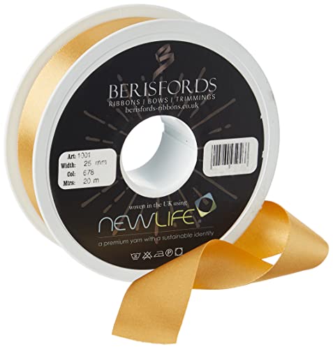 Berisfords 678 NewLife Satinband, 25 mm, 100% recycelt, 20 m, Honiggold von Berisfords