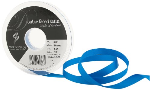 Berisfords 3501 Doppelseitiges Satinband, Polyester, Dunkles Königsblau, 10 mm, 20 von Berisfords