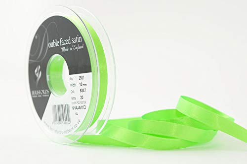 Berisfords Doppelseitiges Polyester-Satinband, 10 mm, Neongrün von Berisfords