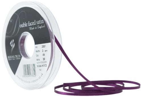 Berisfords 3501 Doppelseitiges Satinband, Polyester, Pflaume, 0,3 cm, 30 von Berisfords