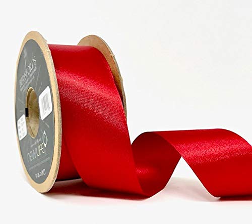 Berisfords NewLife Satinband, 100% recycelt, 35 mm, Rot, 20 m Rolle, Geschenkband von Berisfords