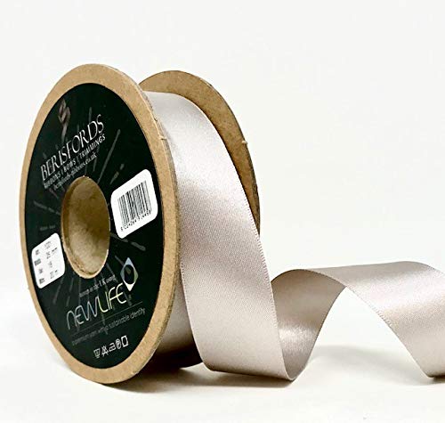 Berisfords NewLife Satinband Geschenkband, 25 mm 18 Silbergrau, 100% recycelt, 20 m Spule von Berisfords